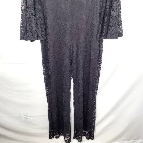 NWT Fashion to Figure Drama Sleeve Lace Jumpsuit 2X Straight Leg Stretch Goth - Picture 6 of 16